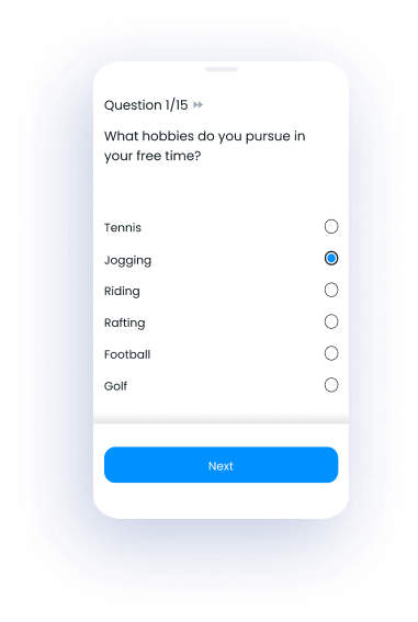 survey about hobbies with jogging as answer selected