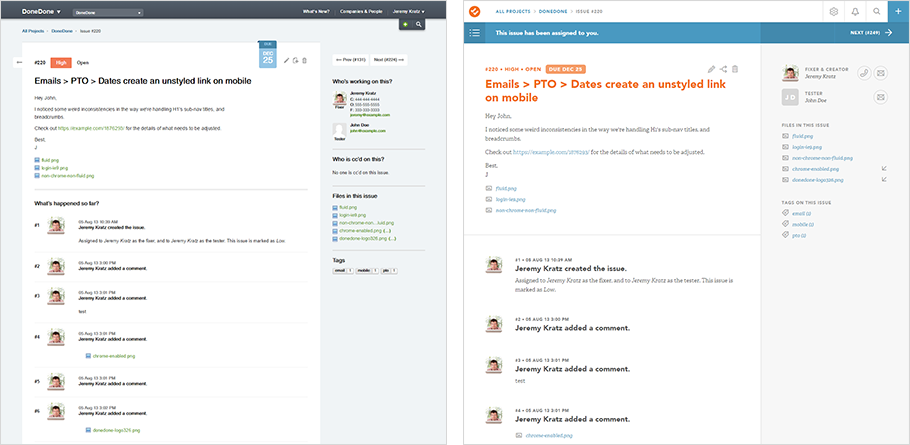Before & after: the Issue Detail view