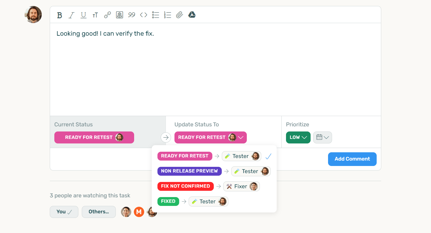 A screenshot of the reply area in DoneDone that automatically reassigns tickets