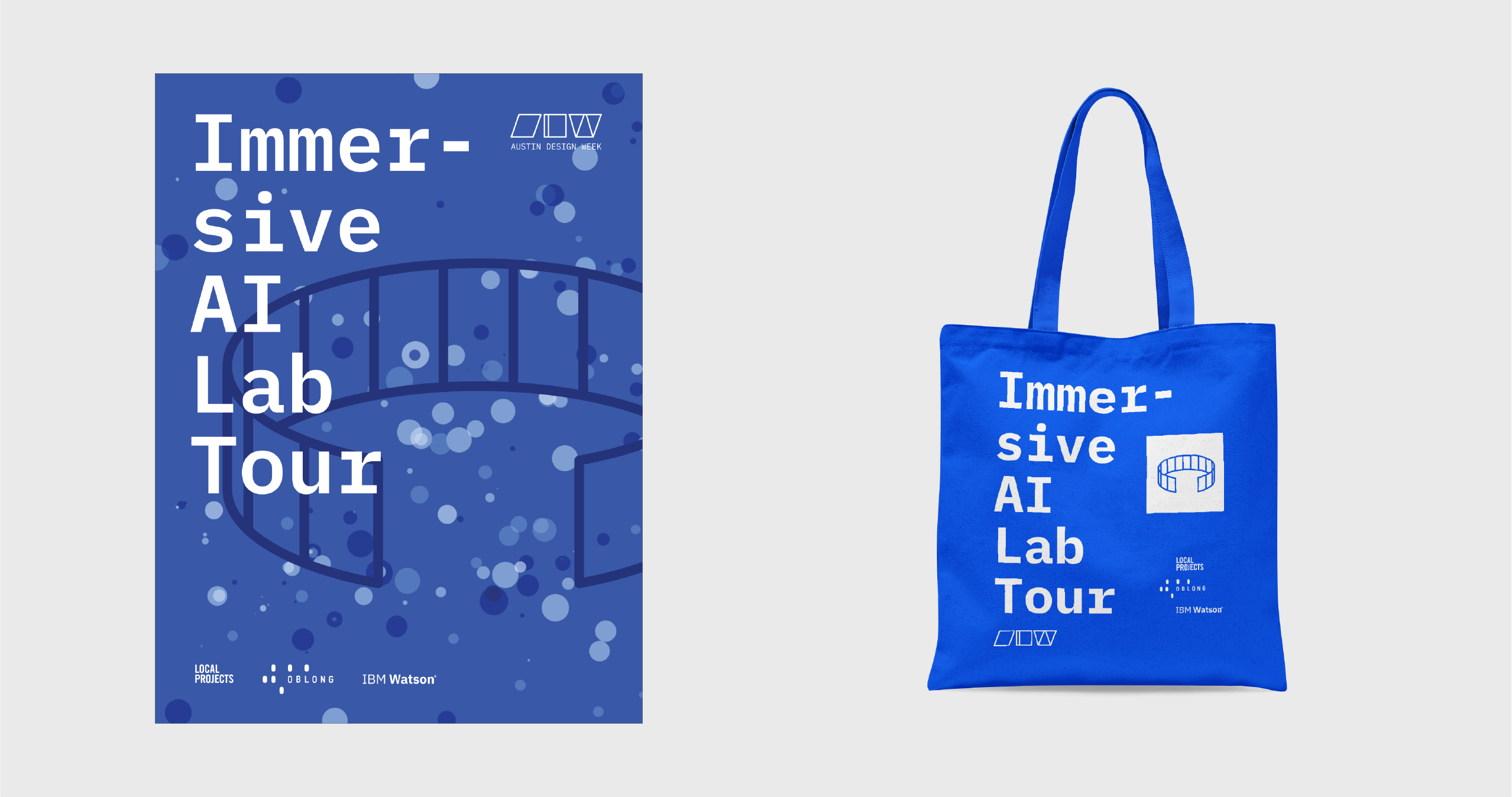 Immersive AI Lab Tour poster and tote designed with AI.