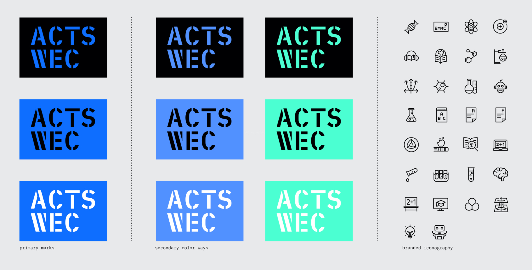 Primary marks, secondary logos and icons.