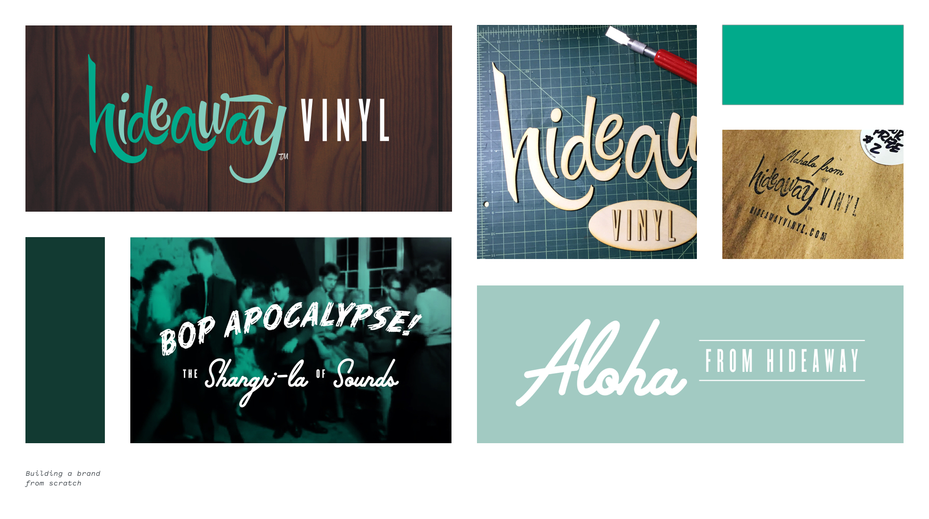 Images showing Hideaway Vinyl logo applications