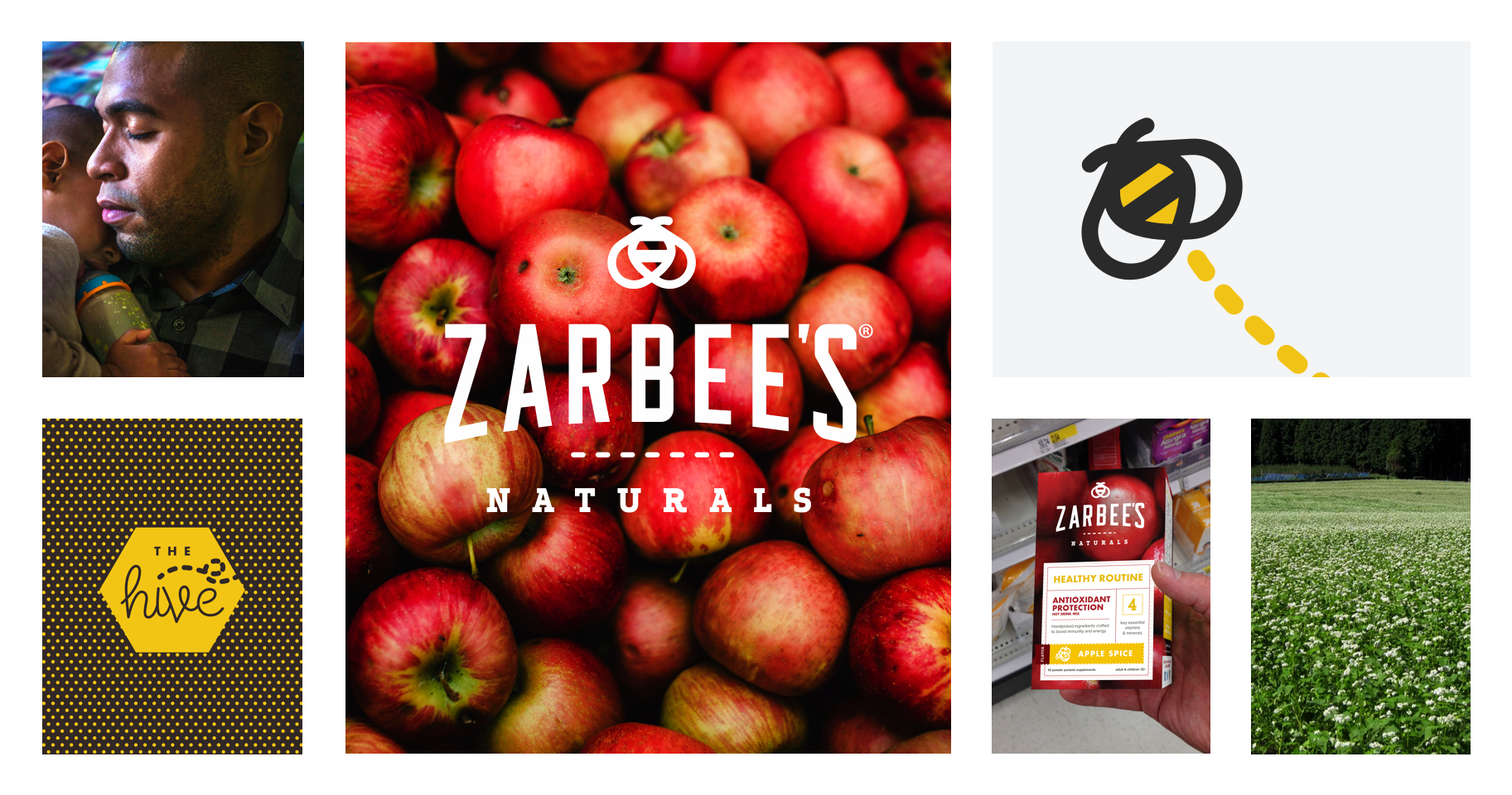 Collage of Zarbee's Natural brand elements