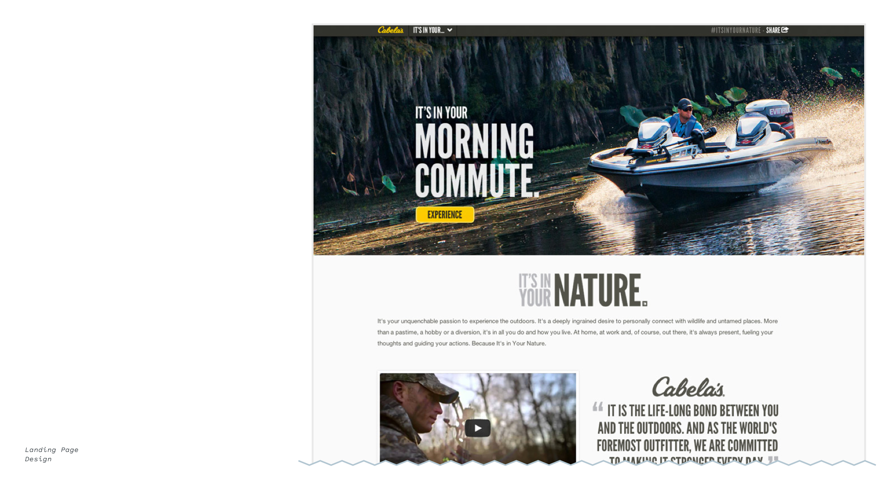 Cabela's landing page design