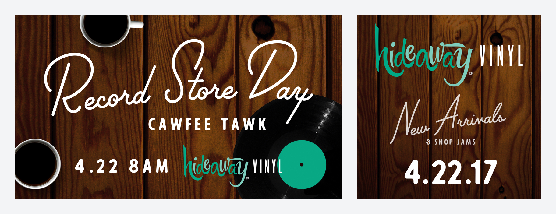Advertising and social media content for Hideaway Vinyl