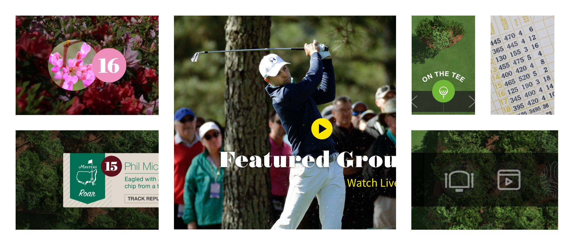 Image of brand elements: course flowers, design artifacts, vintage scorecards