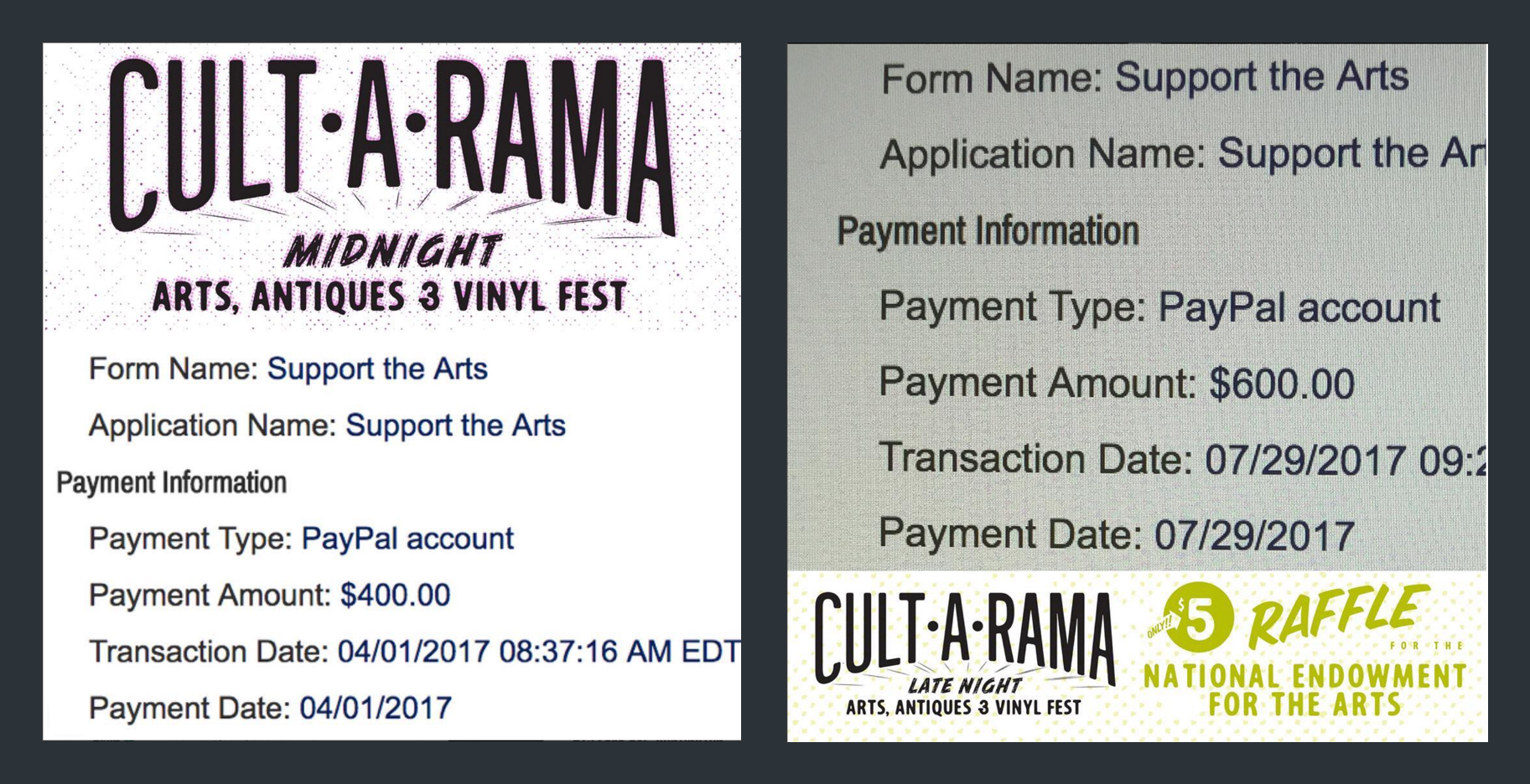 Cult•A•Rama donation photos