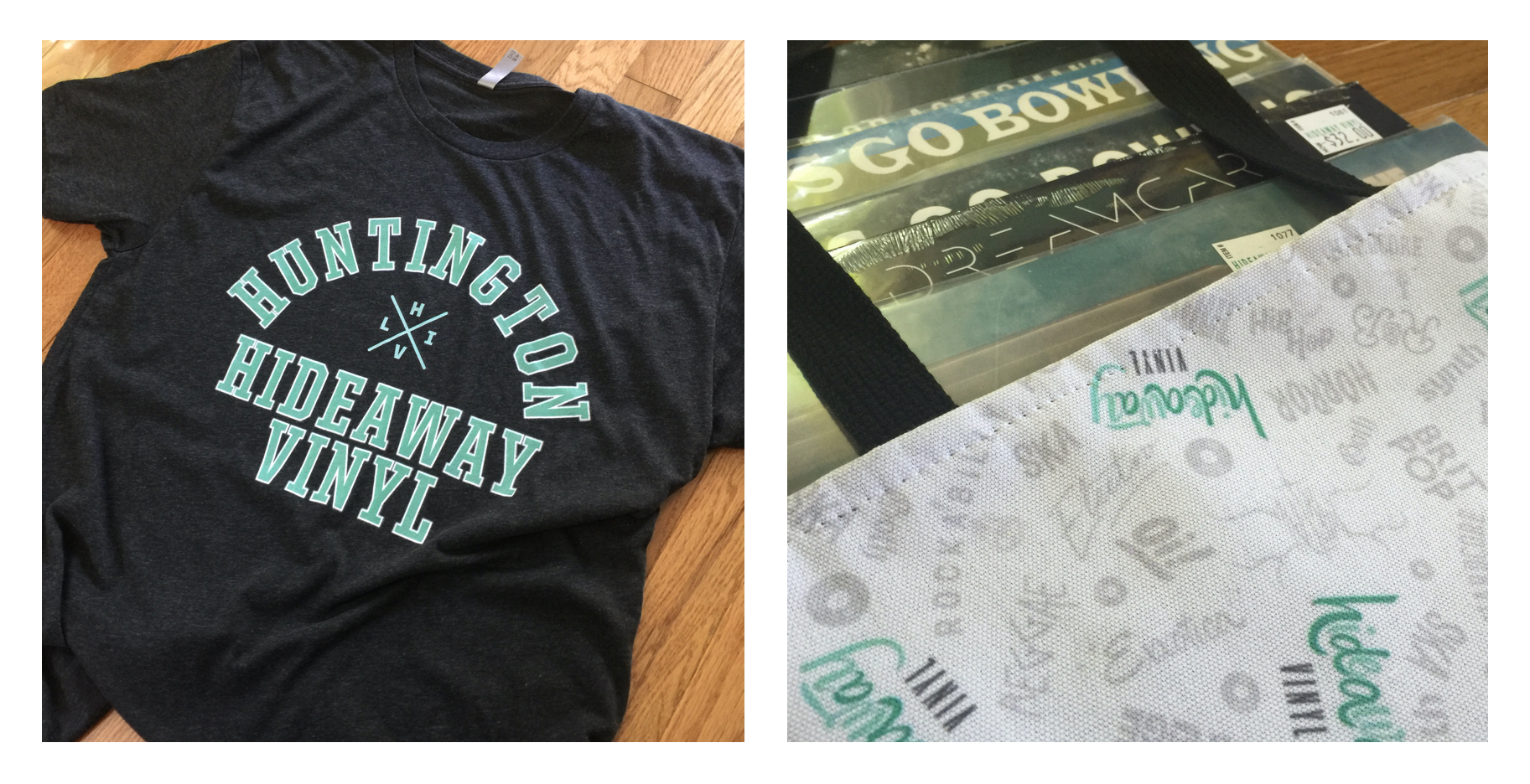 Hideaway Vinyl tees and totes