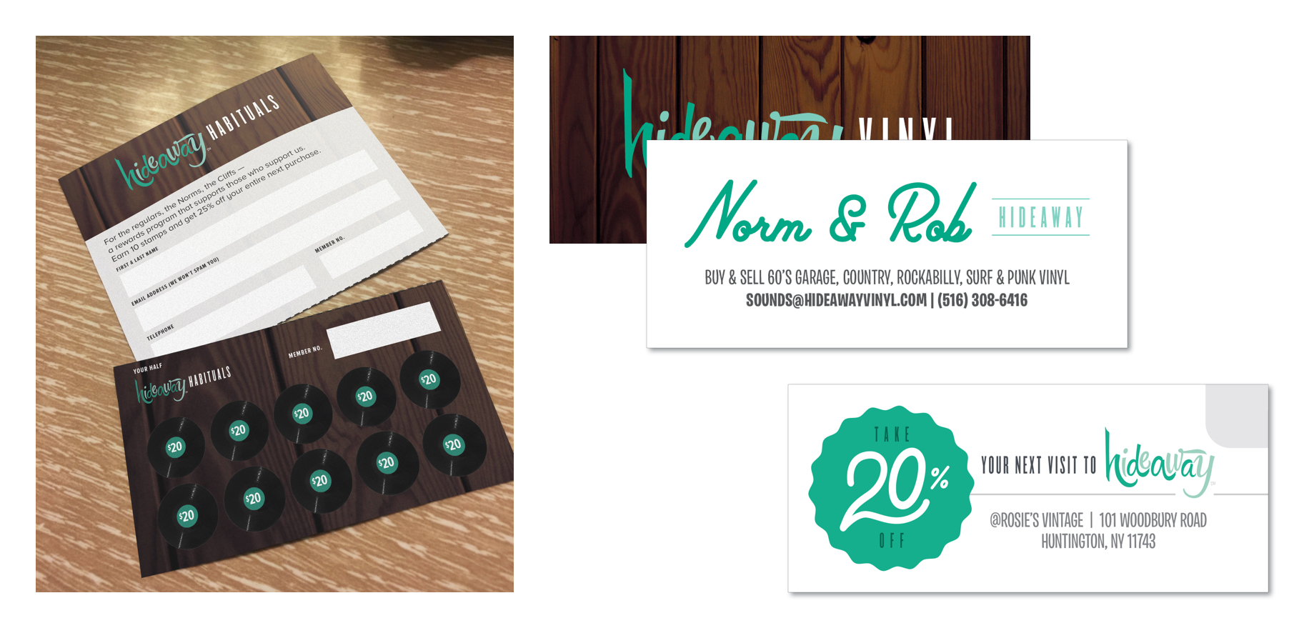 Frequent Shopper cards, business cards, and promo cards