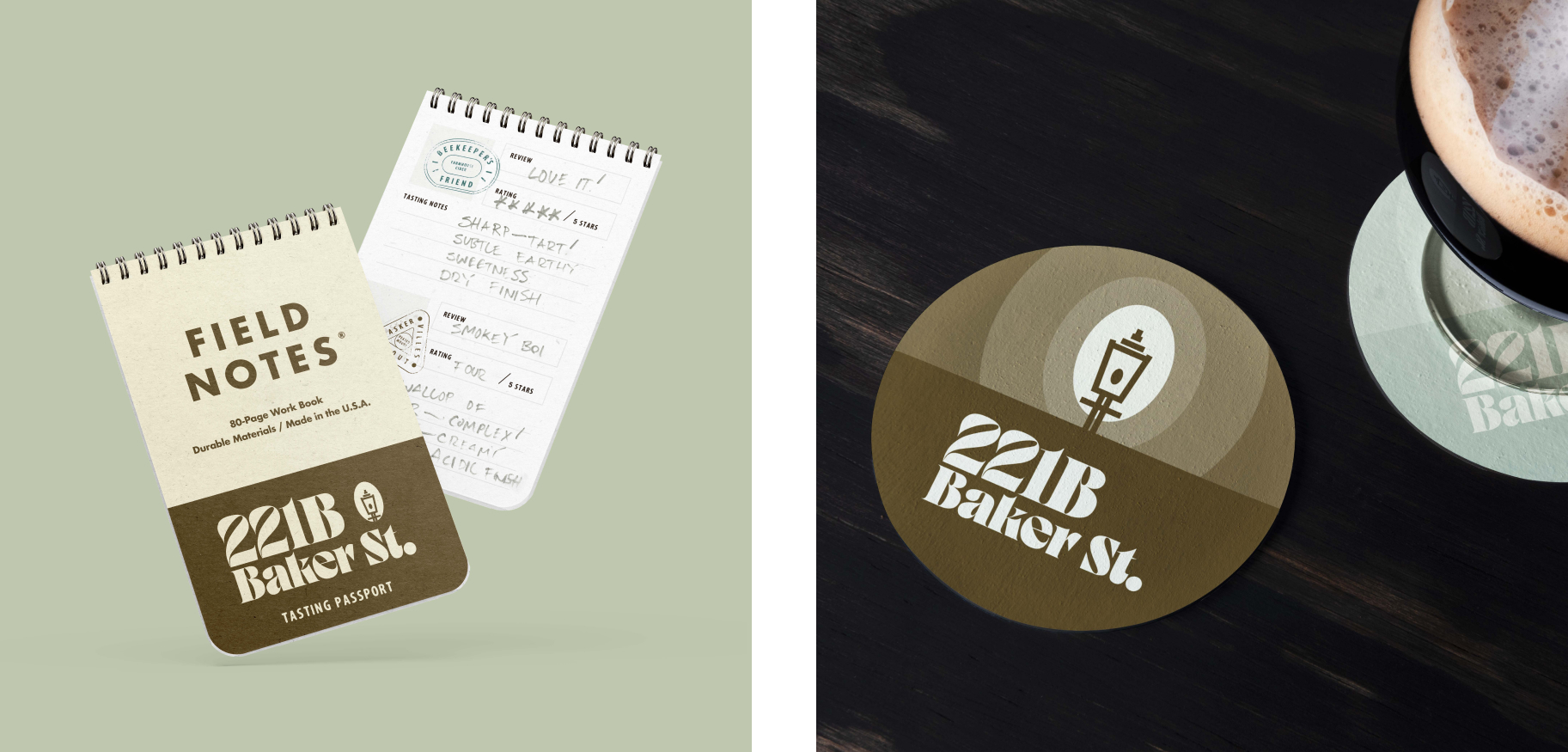 Tasting passport Field Notes book and coasters