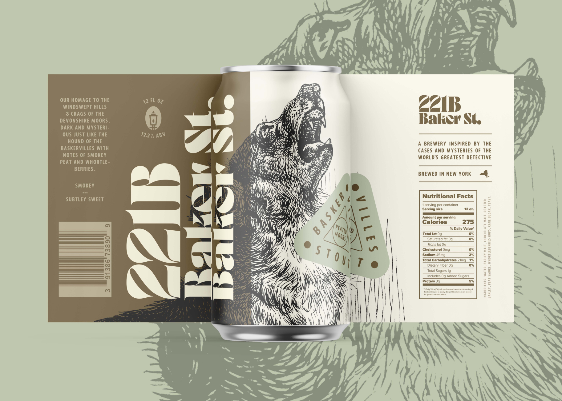 Can design for Baskervilles Peated Moor Stout