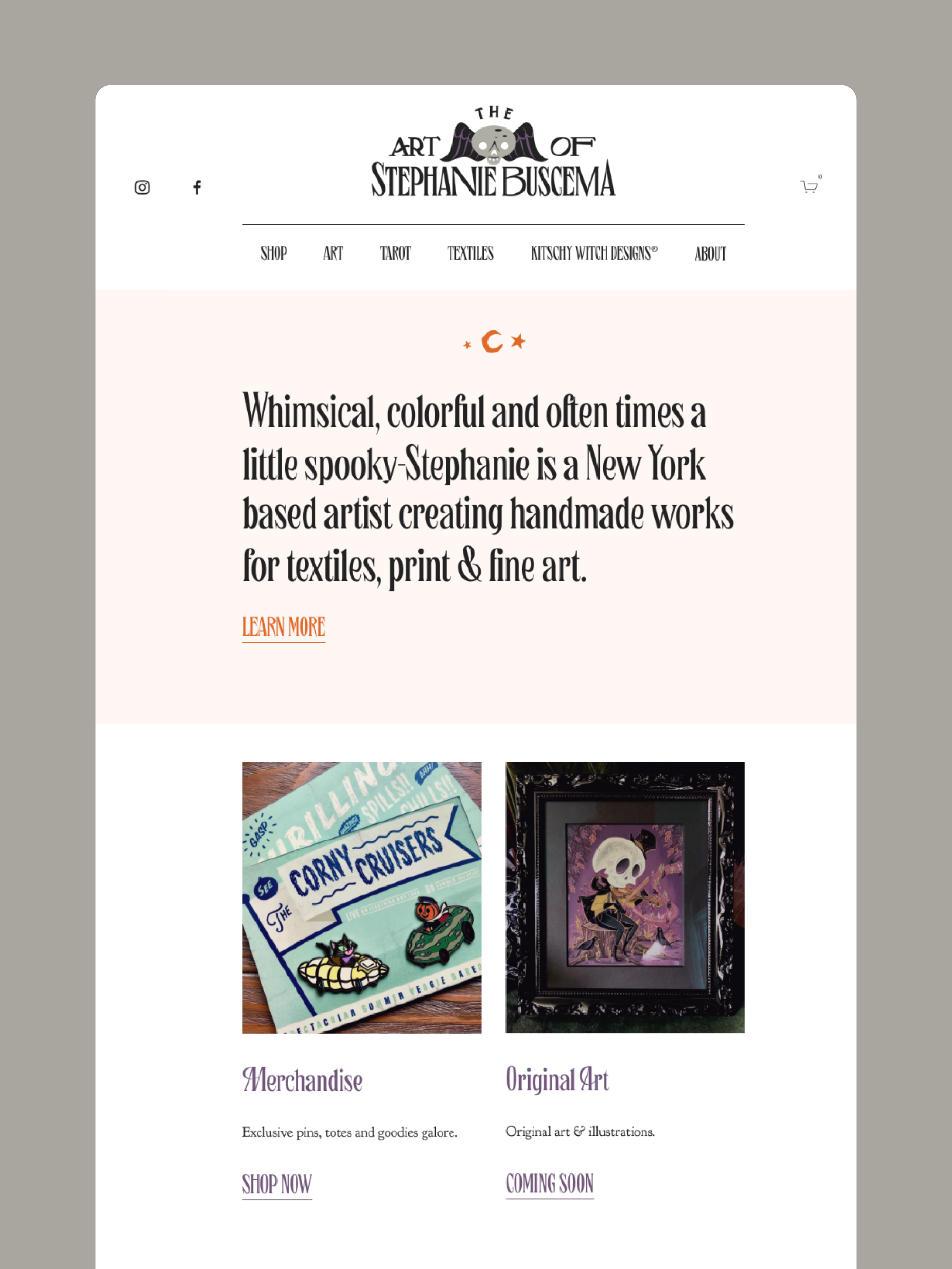 Homepage design — The Art of Stephanie Buscema
