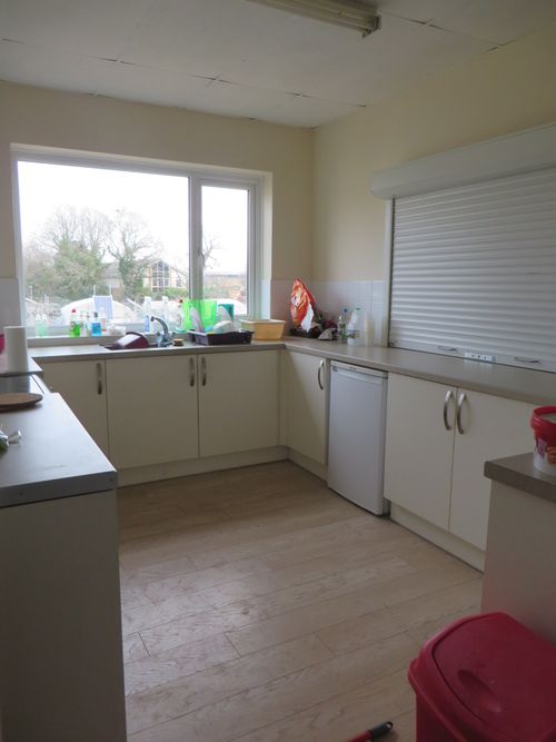 A view of the kitchen in the scout hall