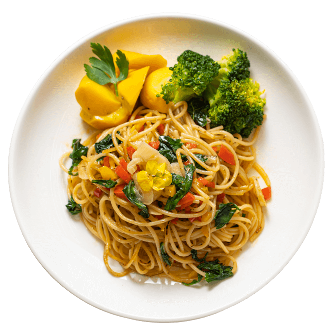 A dish of spaghetti