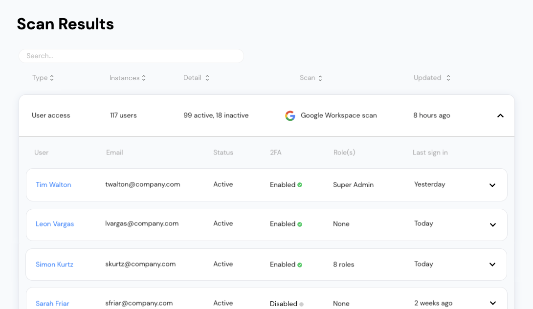 Review user security for Google Workspace in Vectrix