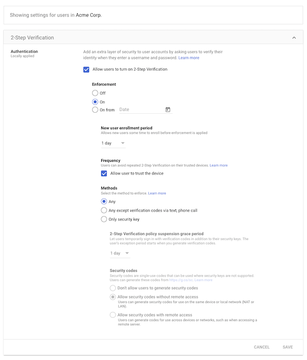 Enforce 2-Step Verification in Google Workspace
