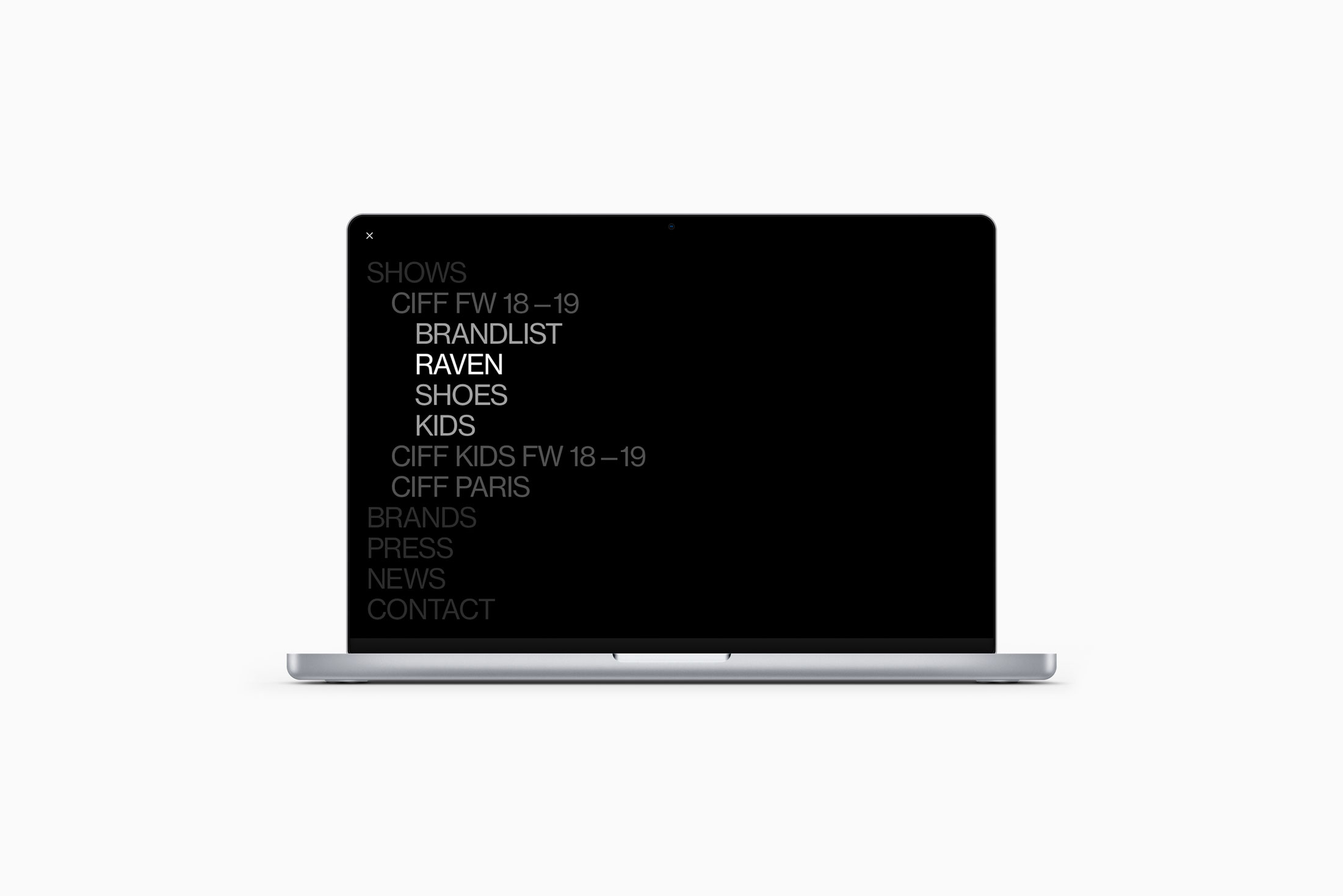Mockup of CIFF website shown on a MacBook Pro.