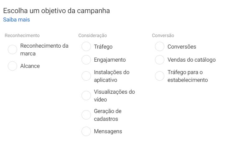 Captura de tela do gerenciador de anúncios