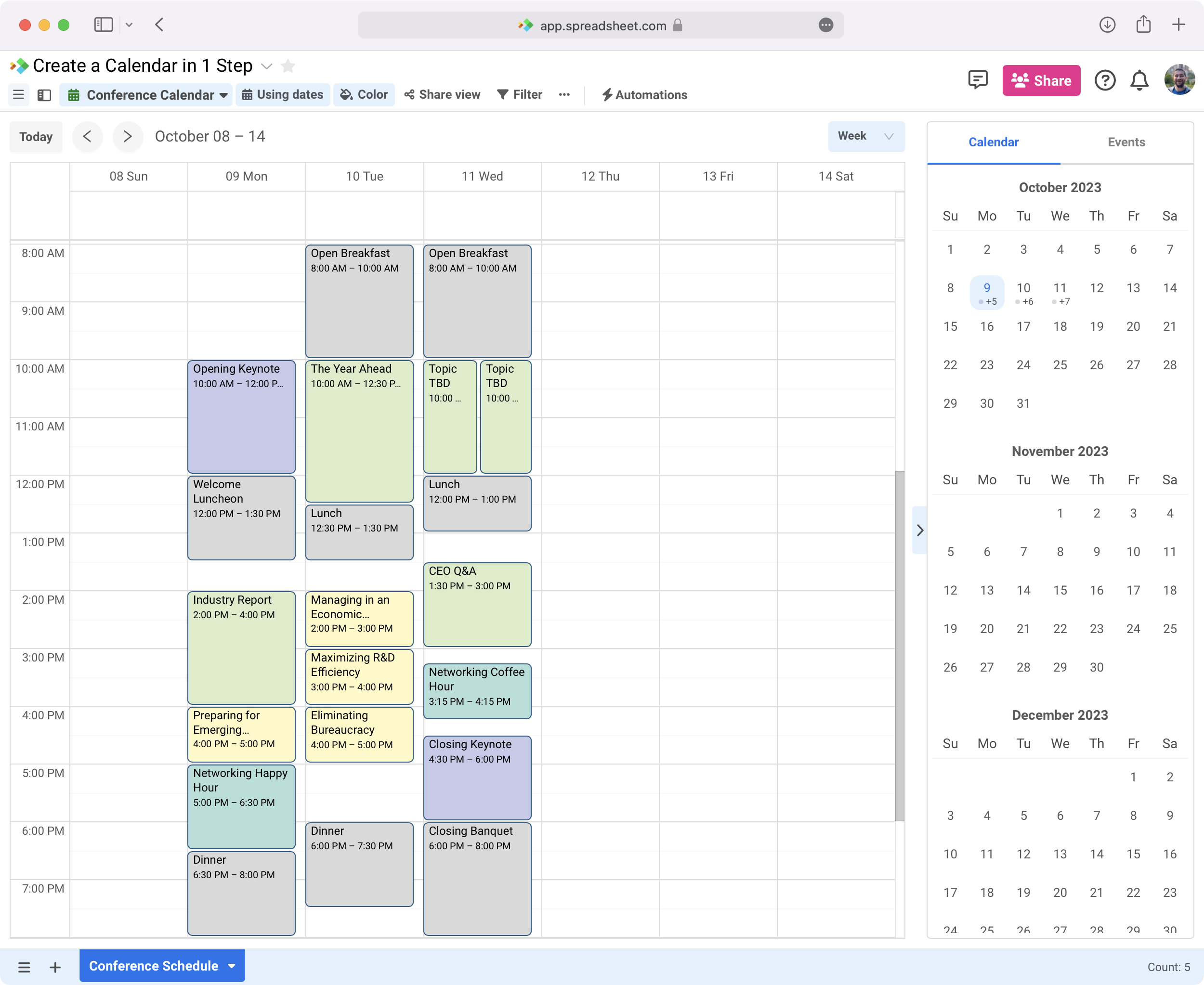 Create a Calendar from your Workbook in 1 Step