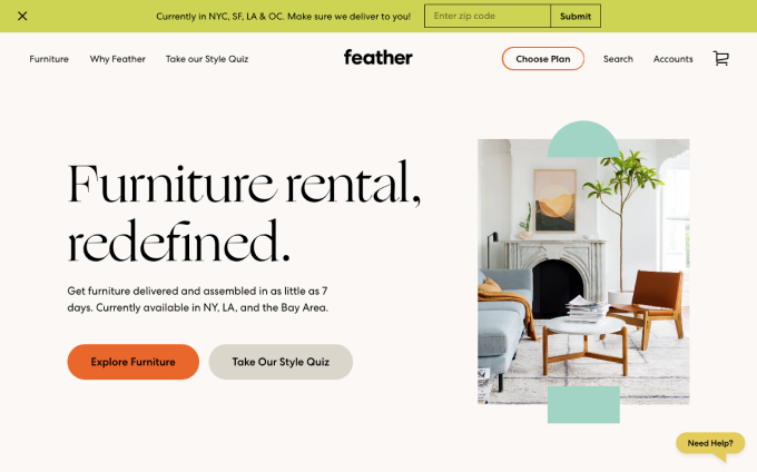 livefeather.com homepage header