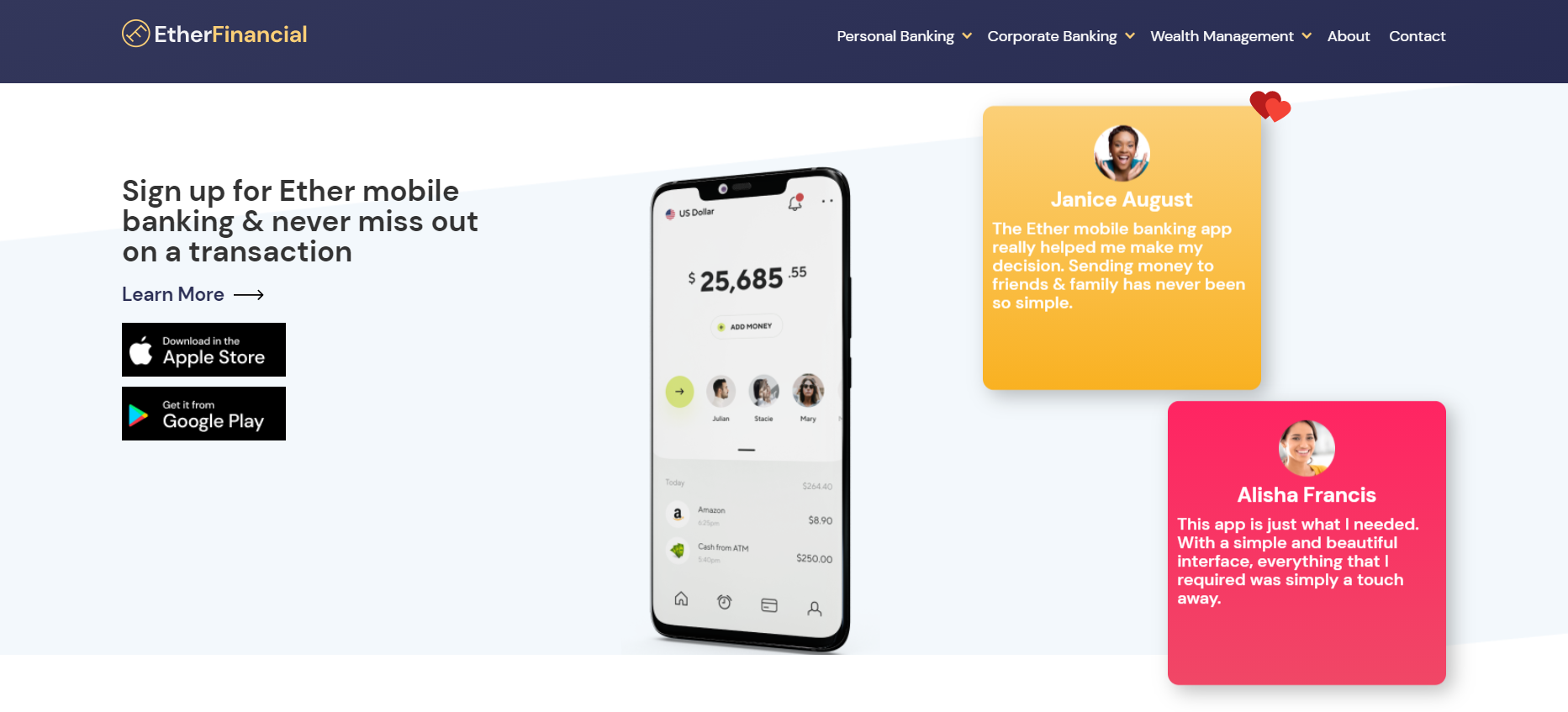 Mobile Banking Ether Financial