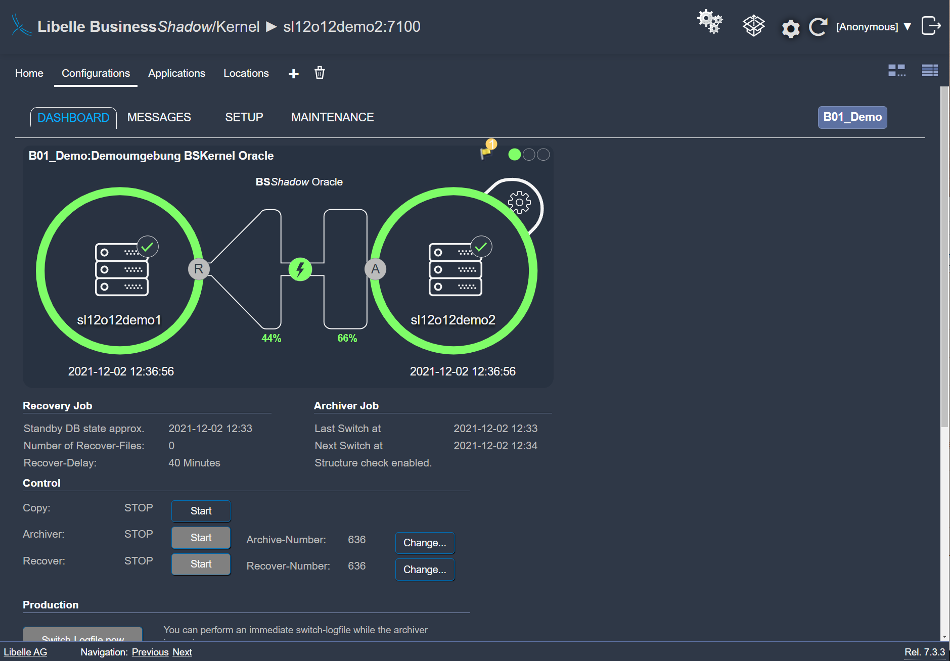 Libelle BusinessShadow Frontend montre la phase de dépannage