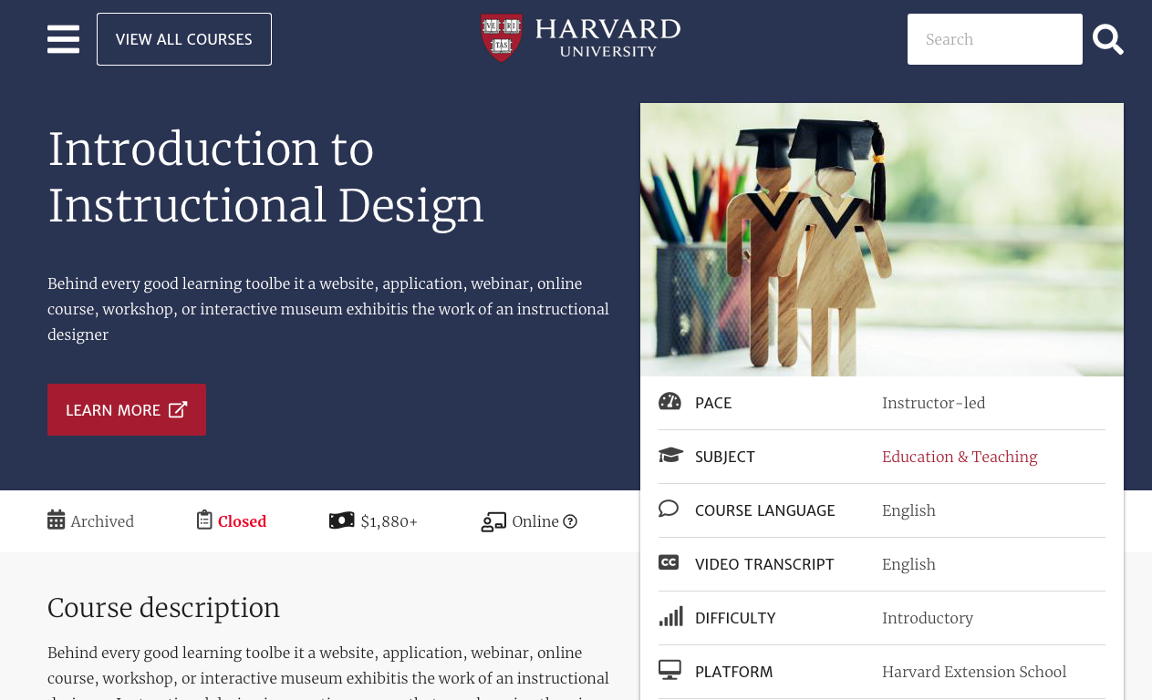 Introduction to Instructional Design harvard