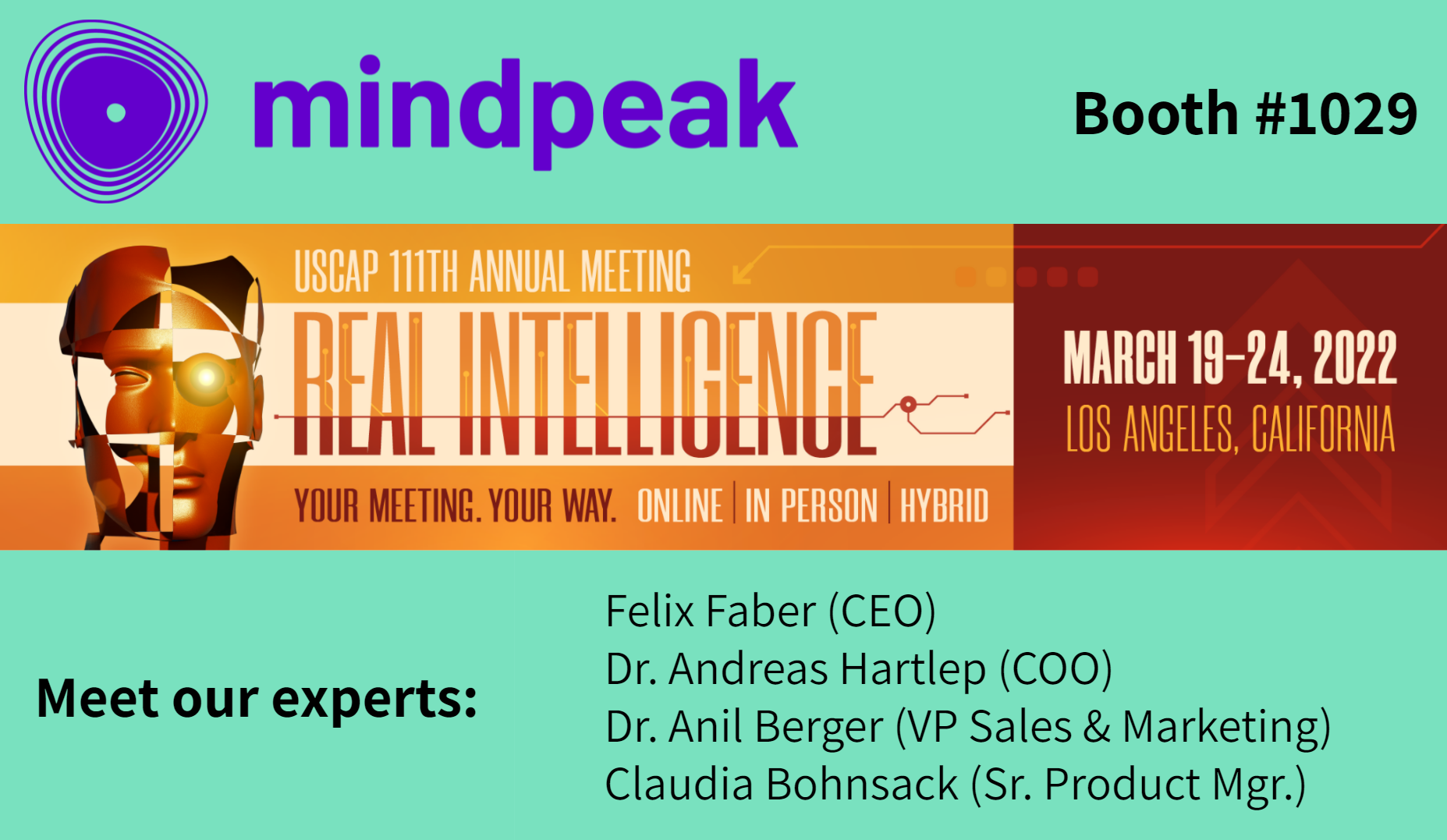 Meet our Experts at USCAP!