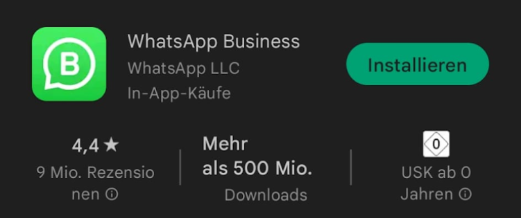 Screenshot Whatsapp Business Download in Google Play Store