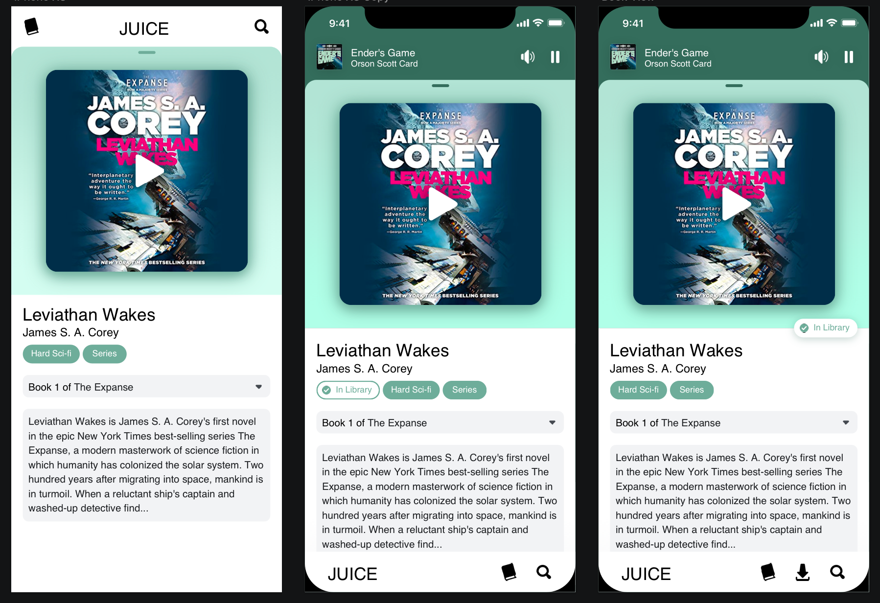 Juice audiobooks UI