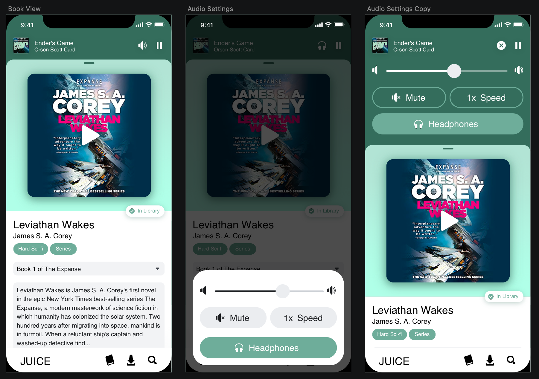 Juice audiobooks UI