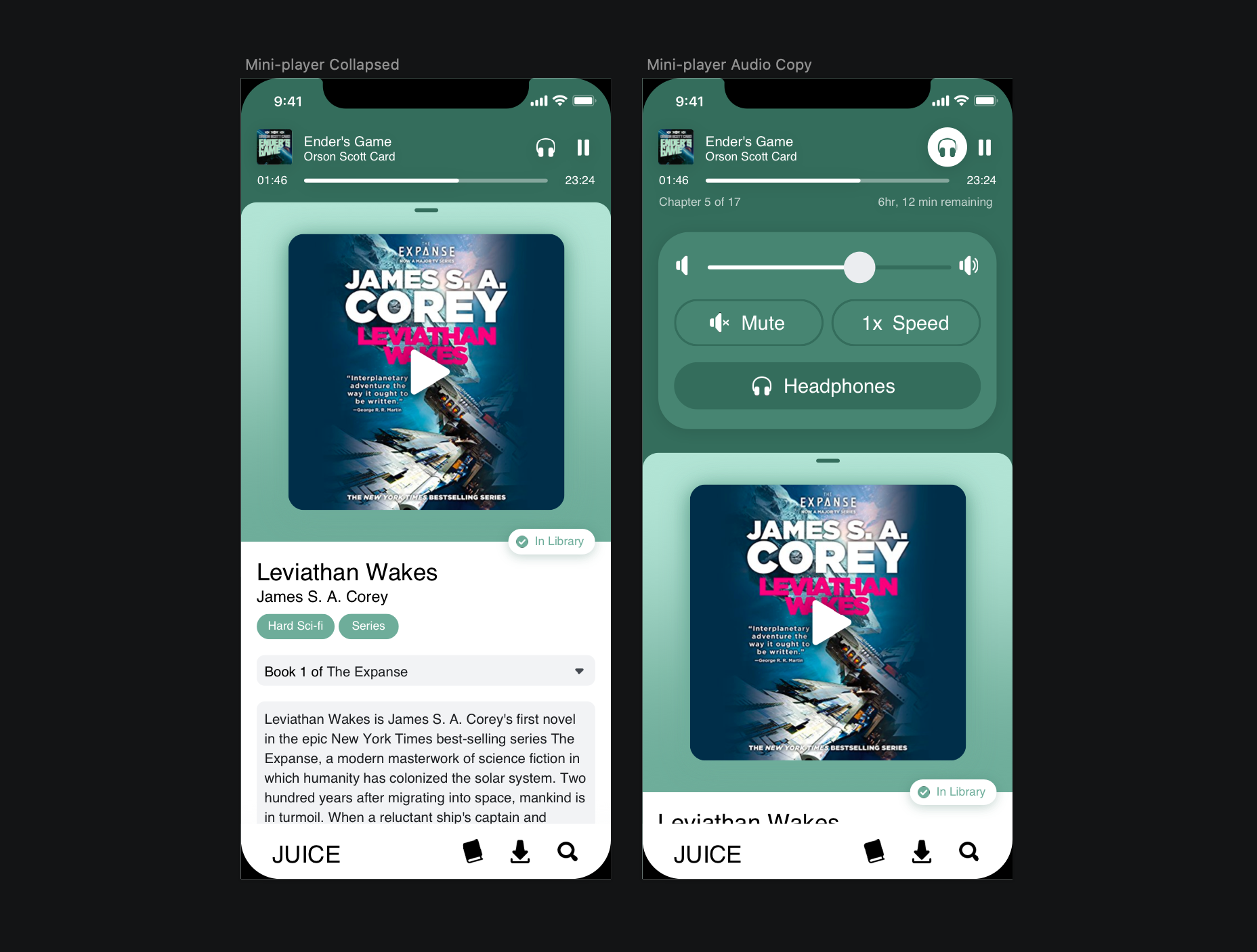 Juice audiobooks UI