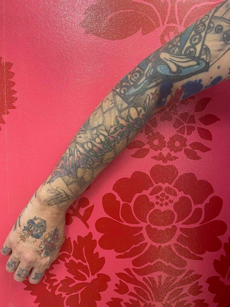 Georgie’s arm tattoos, natural no products used.