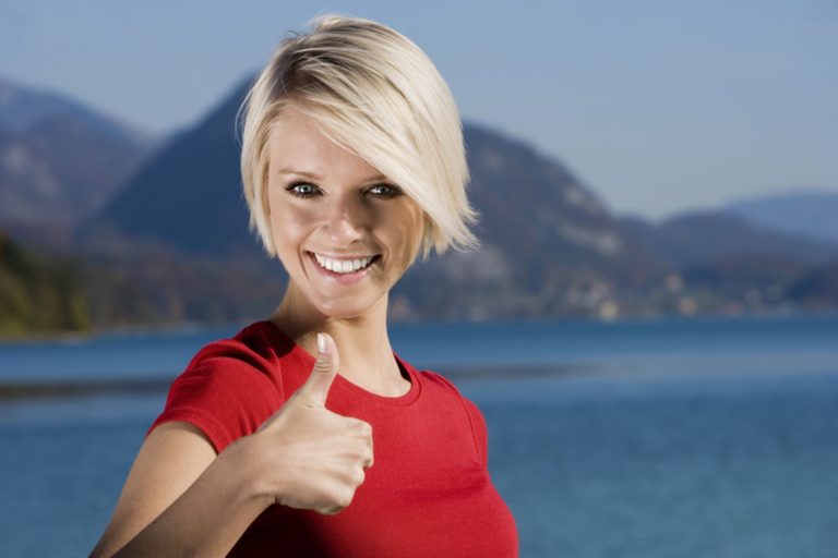A girl with trendy short haircut style