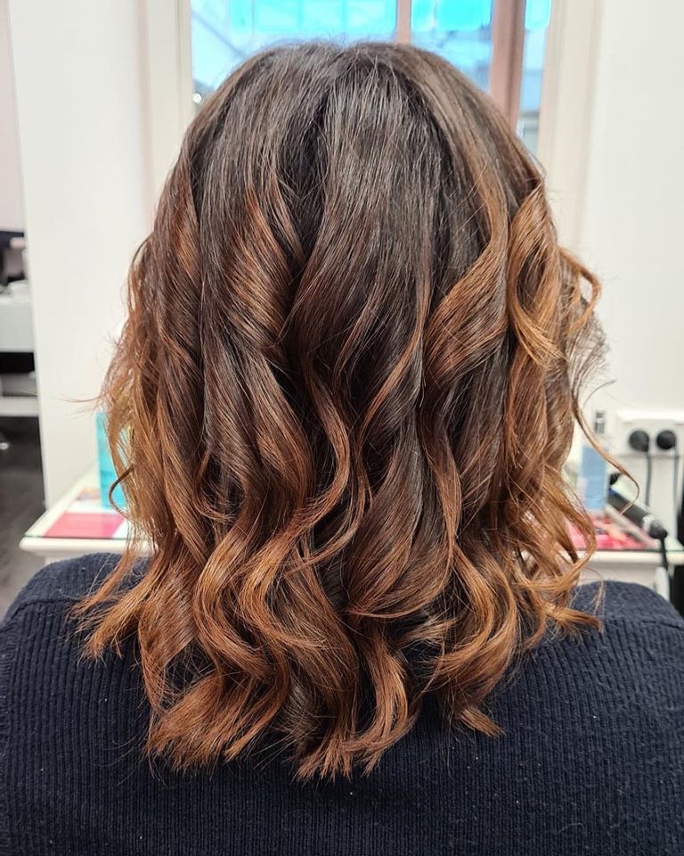 brown curled hair