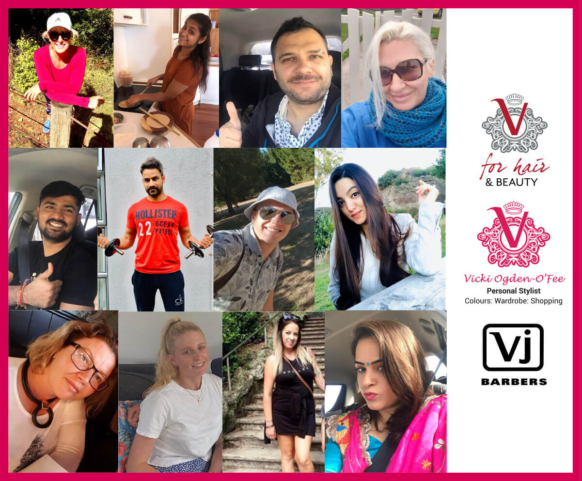 V for hair staff collage