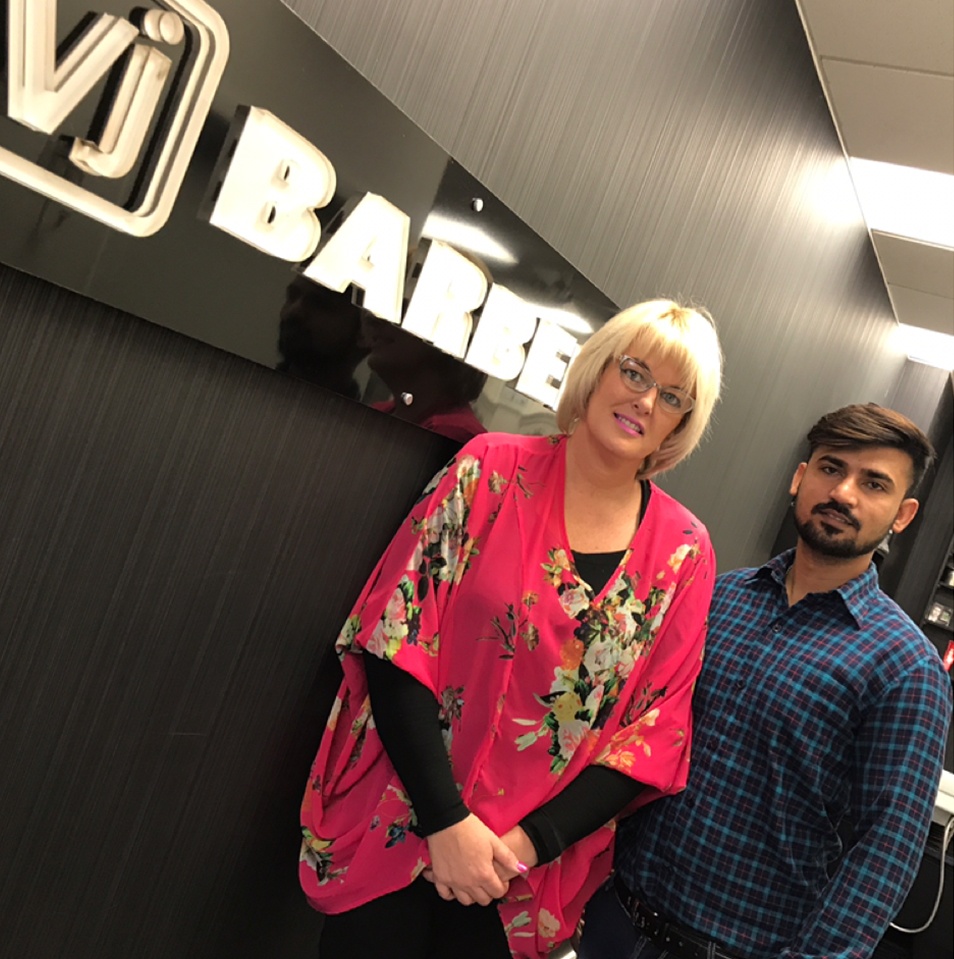 Vicki with Gokul VJ barber