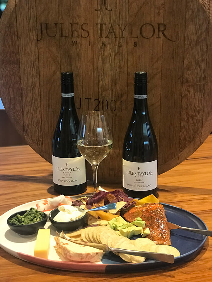 Jules Taylor platter and wines.