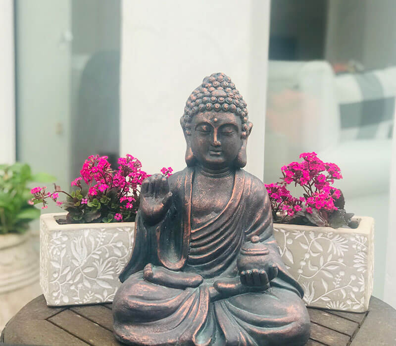 Copper Buddha at Vicki home