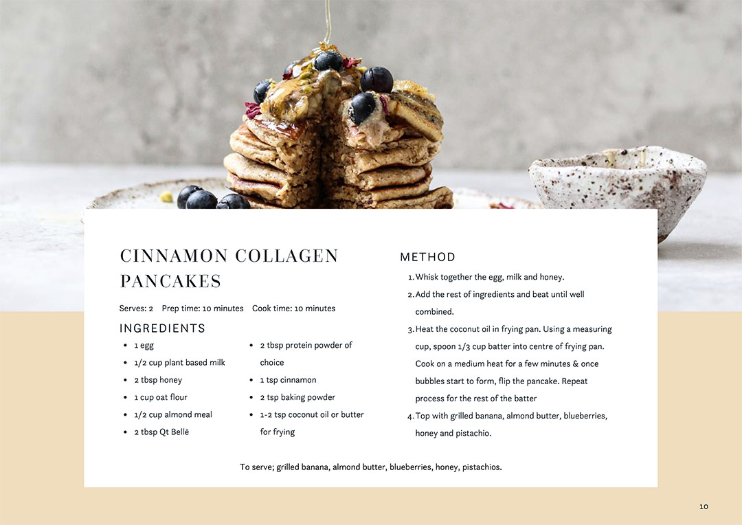 QT recipe cinamon collagen pancakes