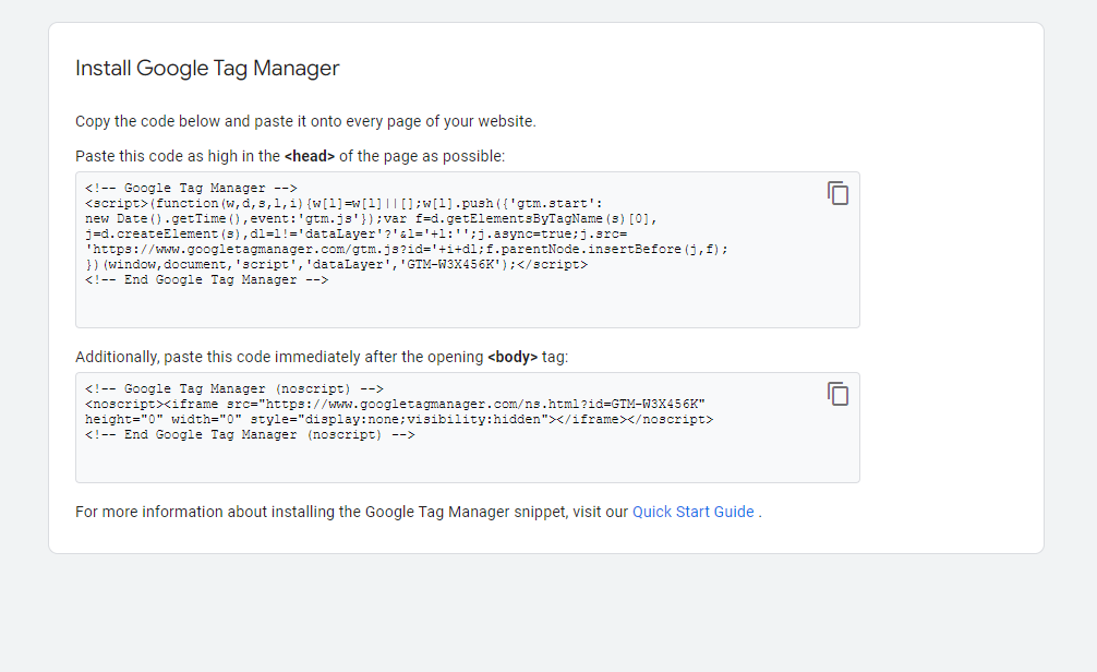 Creating a Google Tag Manager web container