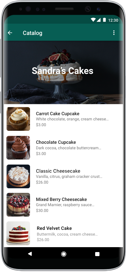 Example of WhatsApp Business catalog.