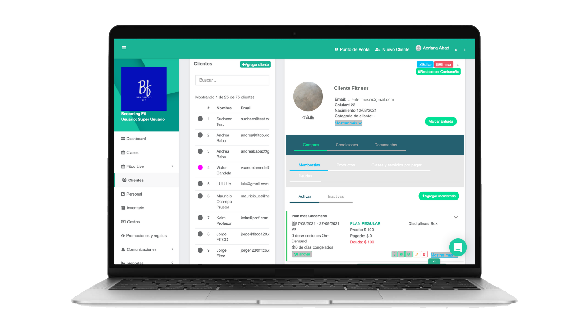 Fitco, sistema de gestión para centros fitness