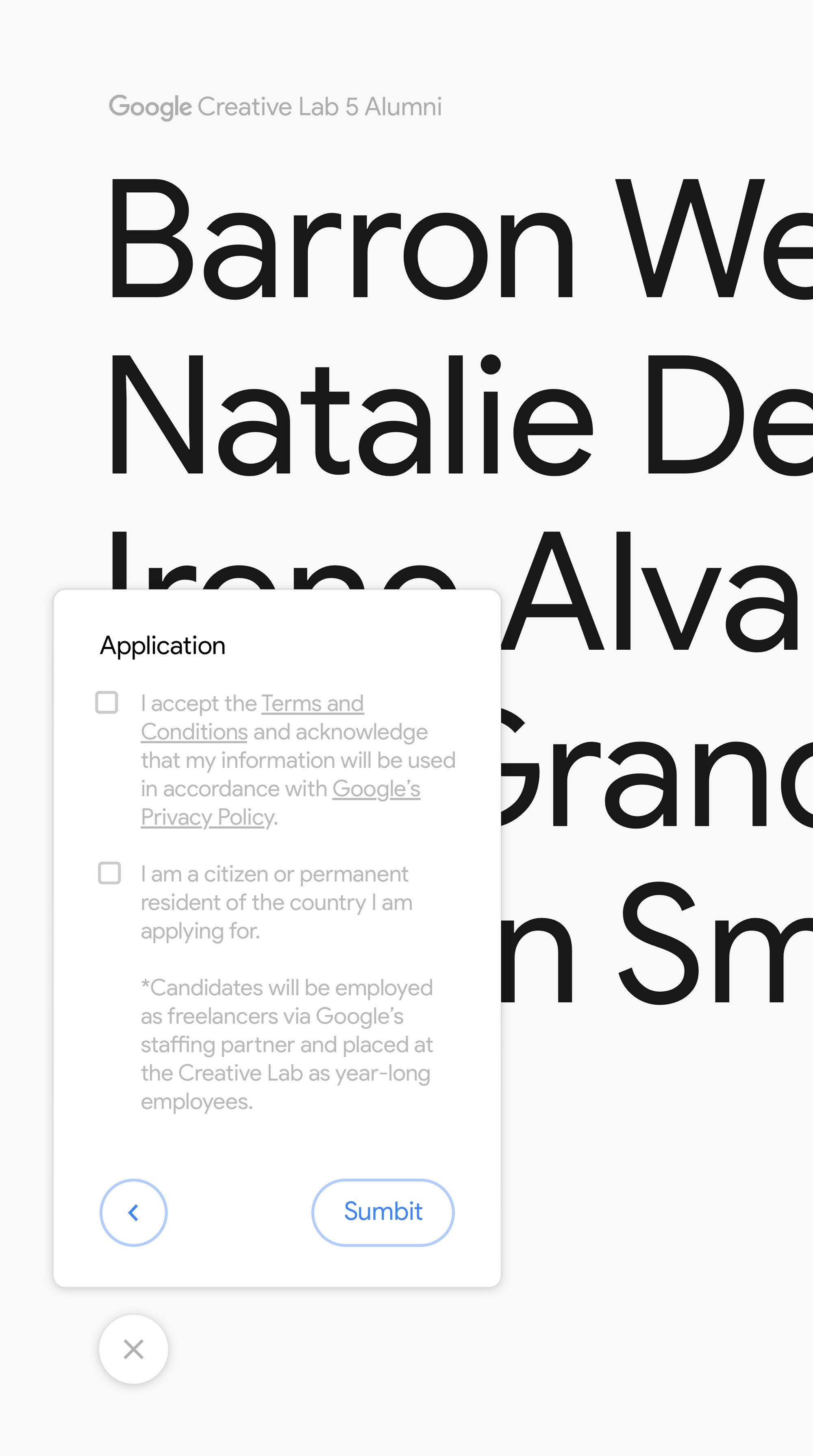 Eli Block Google Creative Lab 5 site