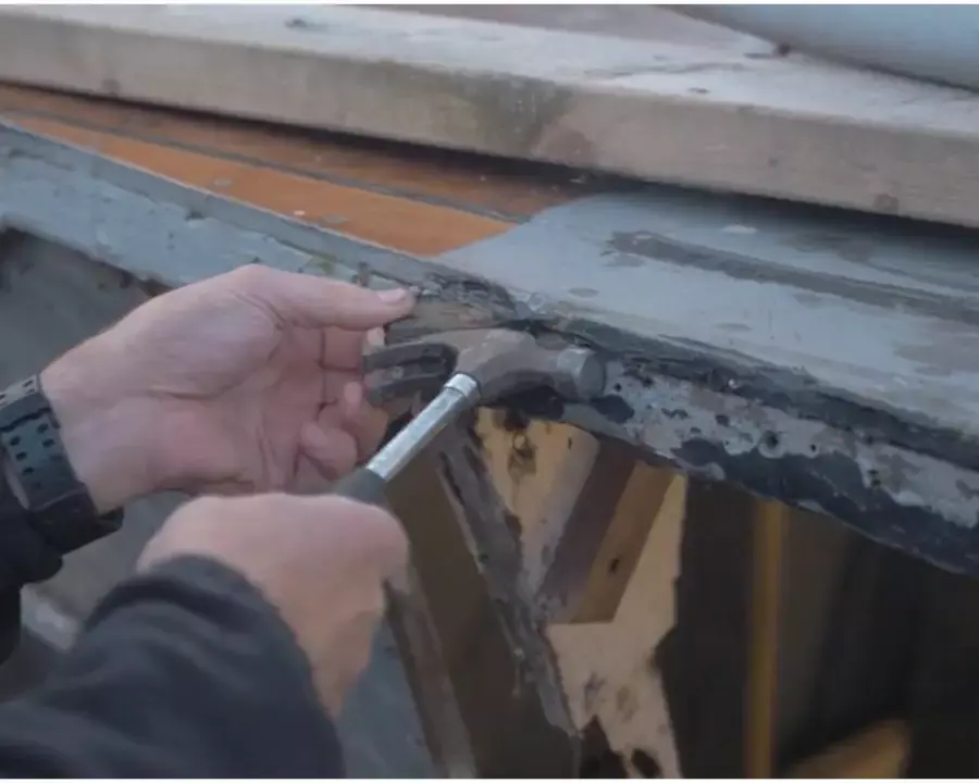 Rotted wood as compared to bone loss.