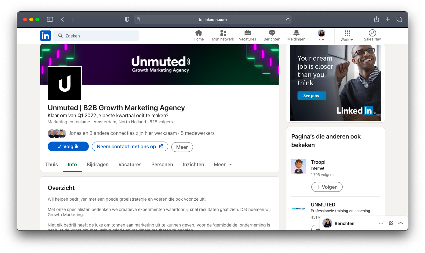 Voorbeeld-Unmuted-LinkedIn-bedrijfspagina