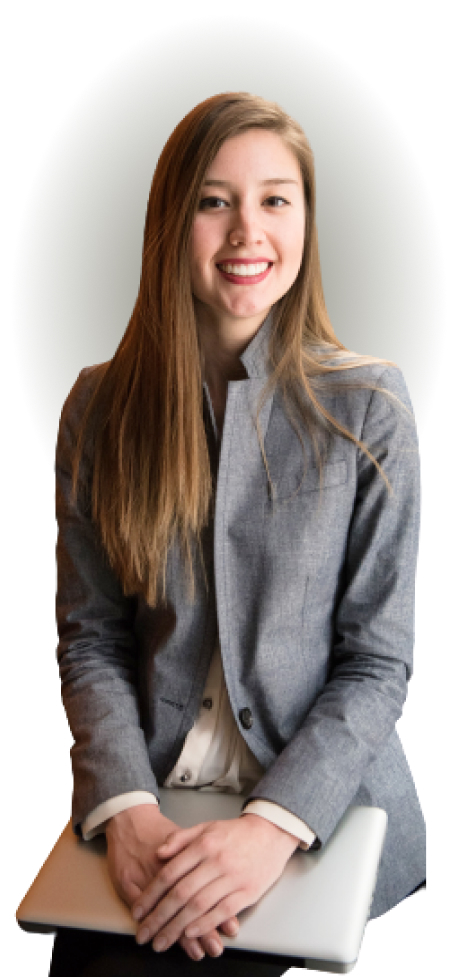 Young blonde woman in a suit