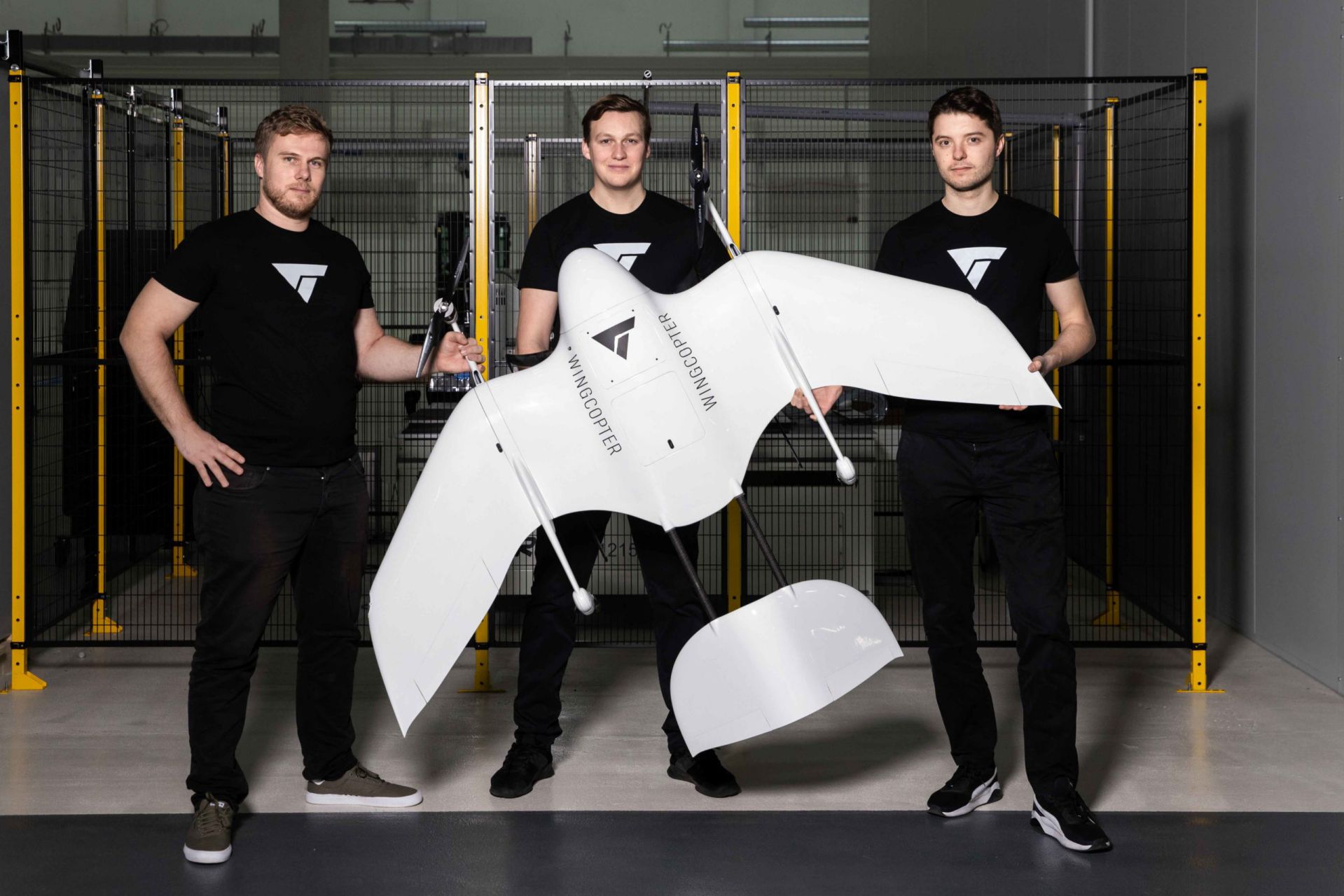 Das Wingcopter-Gründerteam: Jonathan Hesselbarth, Ansgar Kadura und Tom Plümmer