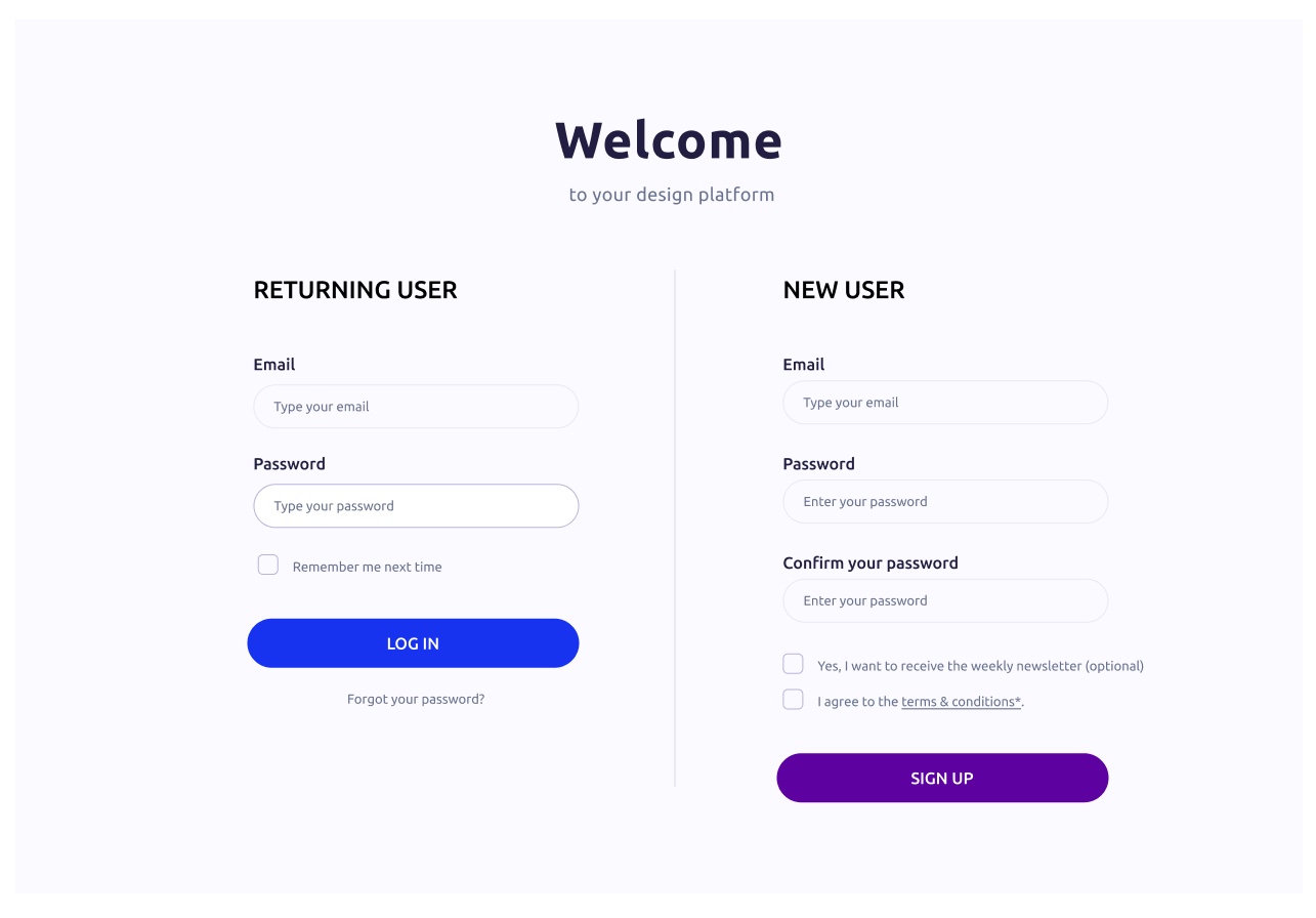 Login page