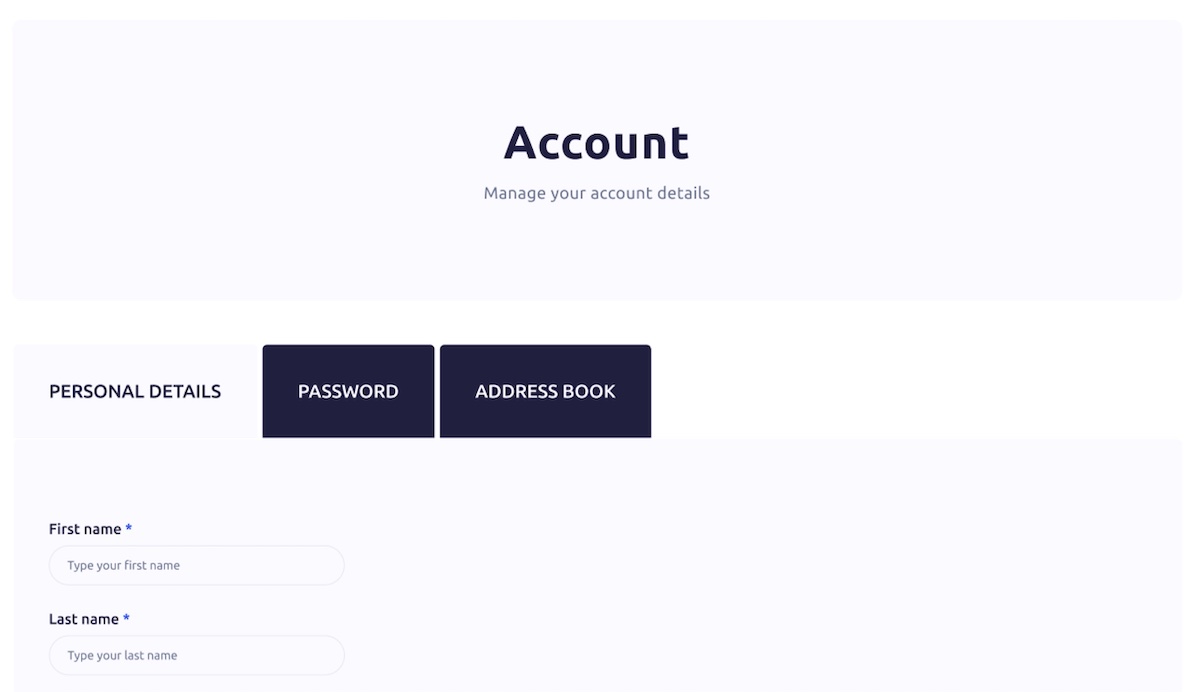 Account dashboard